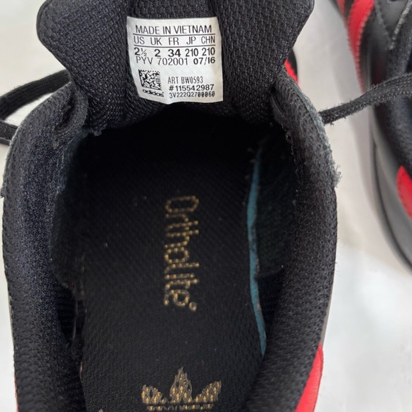 Adidas Superstar II Shoes Kids Black Red Stripe Classic Lace Up Casual Sneakers - Picture 12 of 12